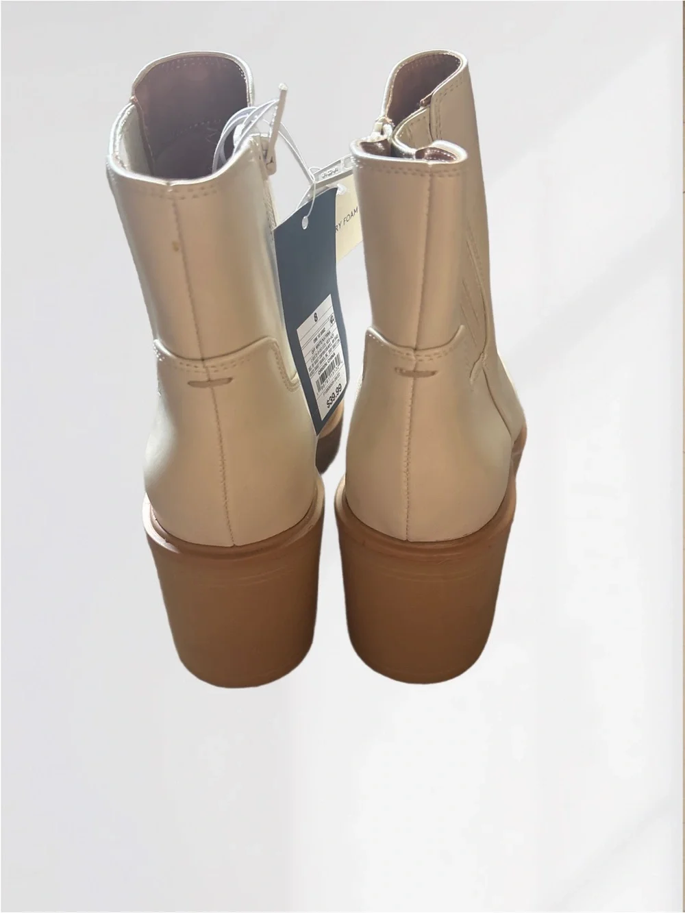 Universal Thread Cream FauxLeather Block Heel Ankle Booties